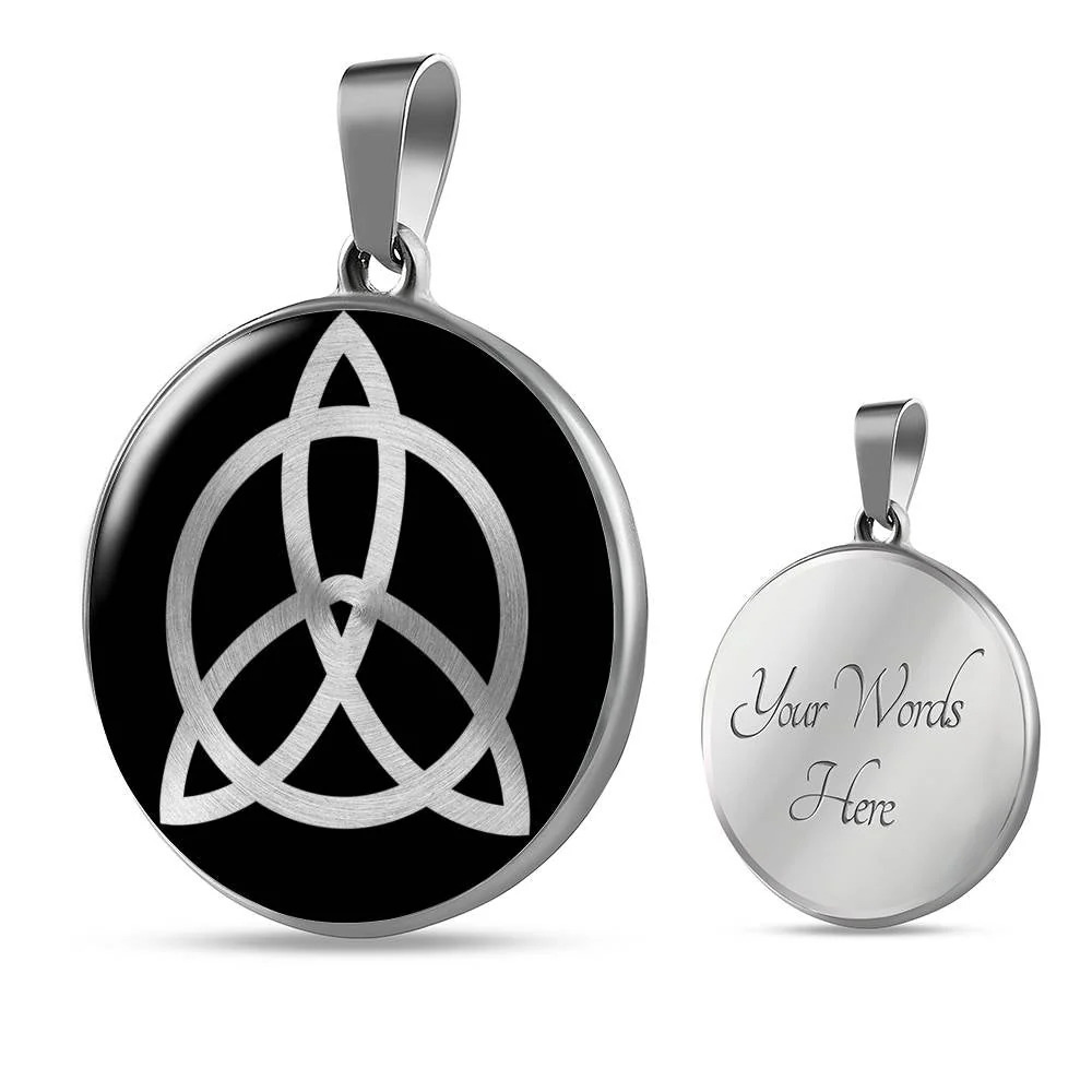 Zeppelin Symbol Celtic Knot Circle Pendant Necklace Stainless Steel 24 Inch Cha